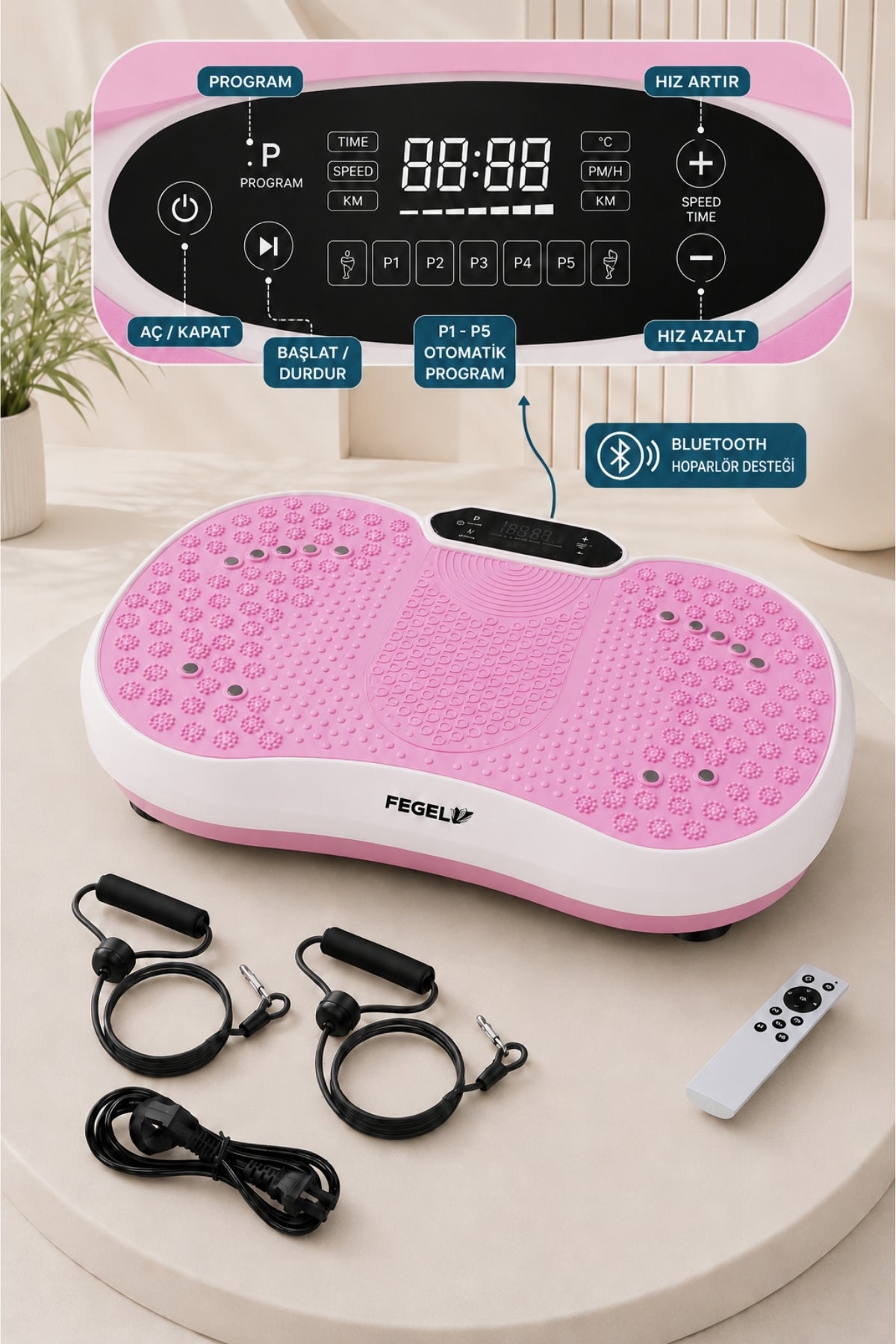 Fegel FG-6500 Titreşimli Fitness Platformu - Pembe