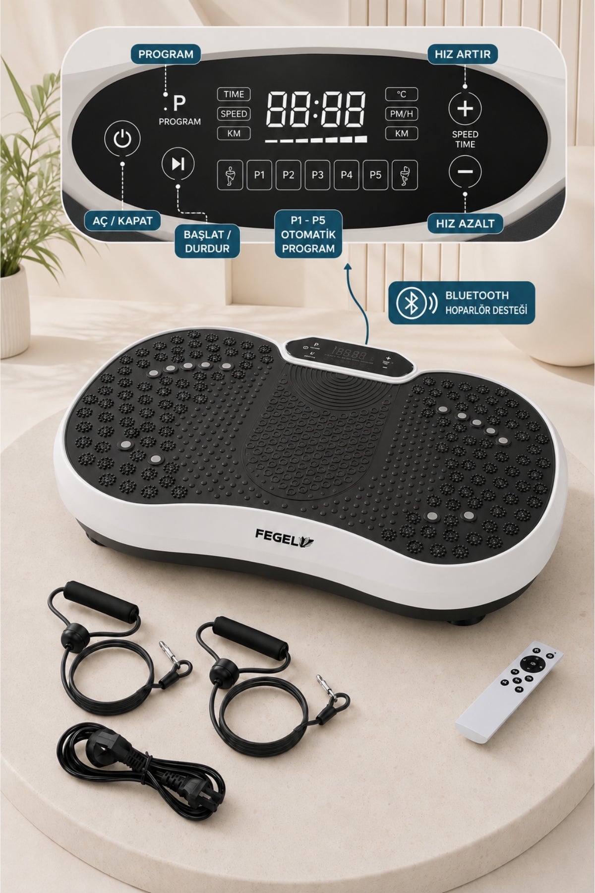 Titreşimli Fitness Platformu | 99 Hız Seviyesi & Hoparlörlü Egzersiz Aleti / FG-6500