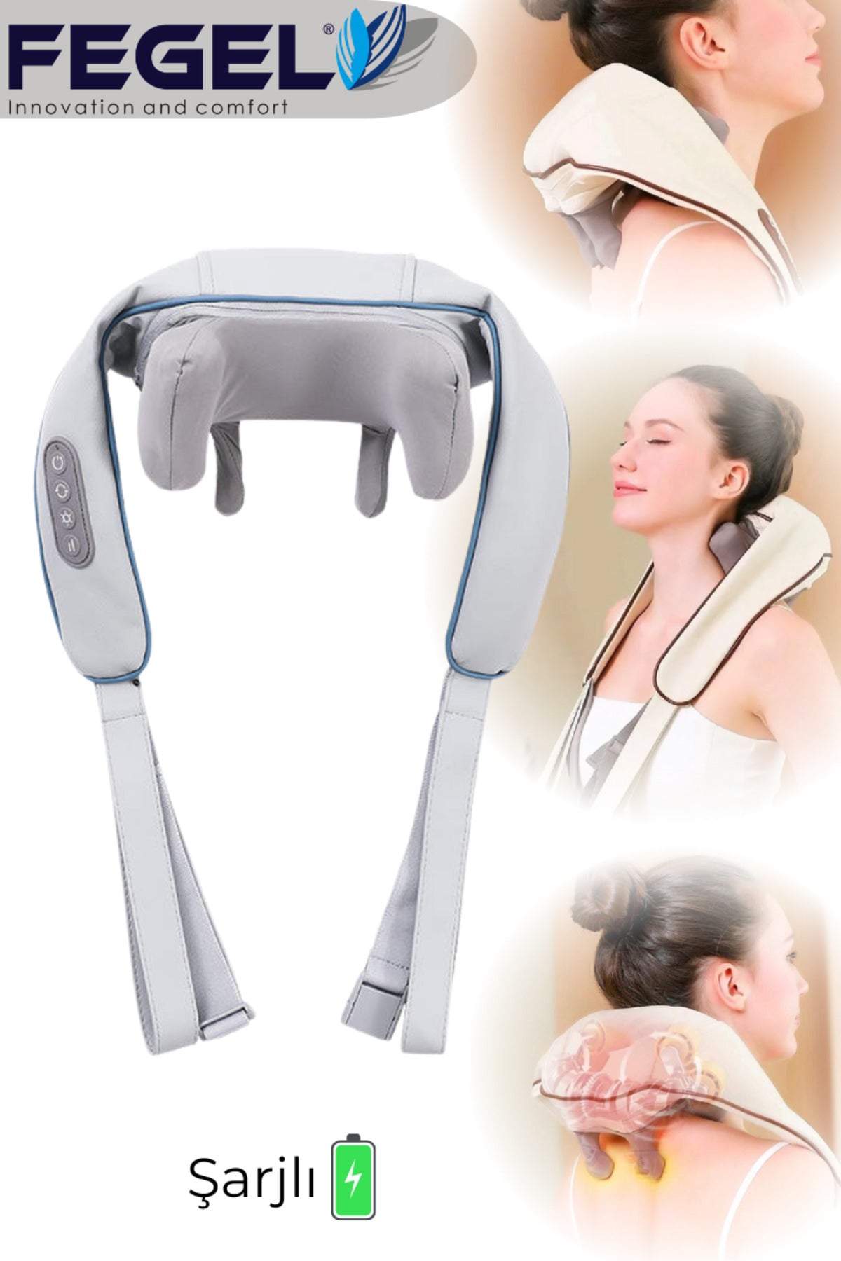 3D Scrub Heated Neck Hanging Massage Pillow / FG-687