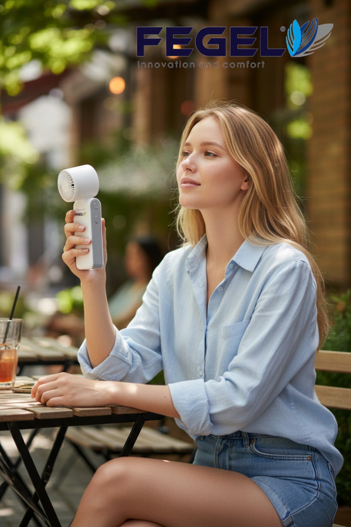 Fegel FG-52 Bluetooth Hoparlörlü El Fanı - Beyaz 5