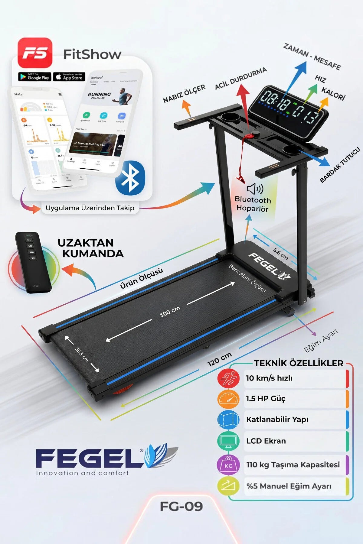 FG-09 FitShow Manuel Eğimli Koşu Bandı