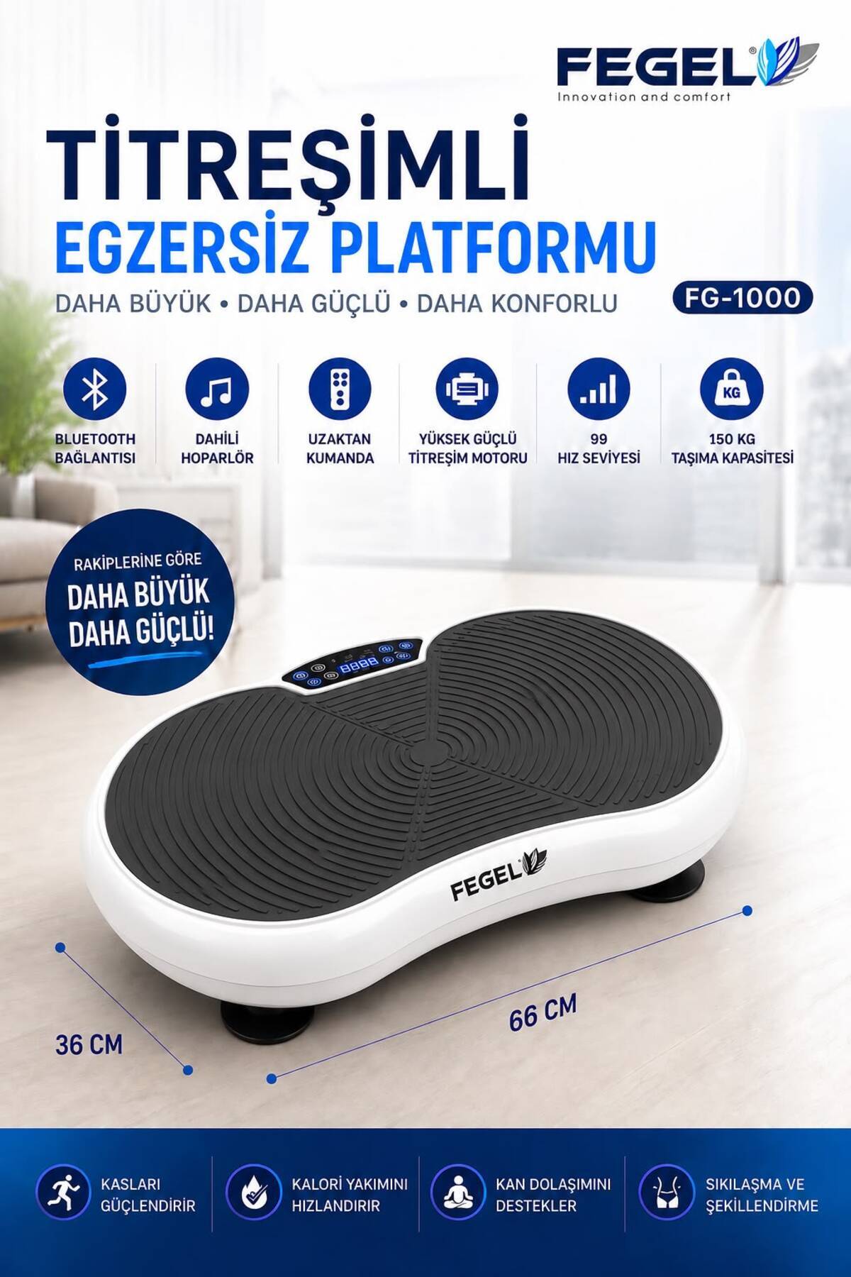 Fegel FG-1000 Titreşimli Egzersiz Aleti - Beyaz 5