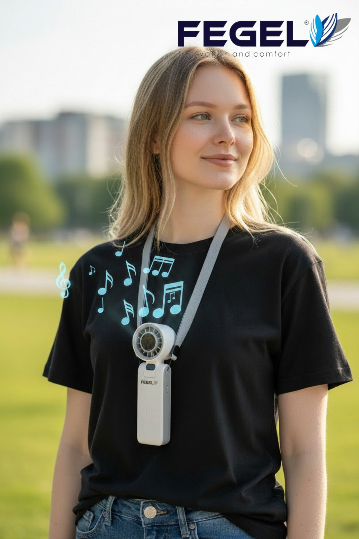 Fegel FG-52 Bluetooth Hoparlörlü El Fanı - Beyaz 4