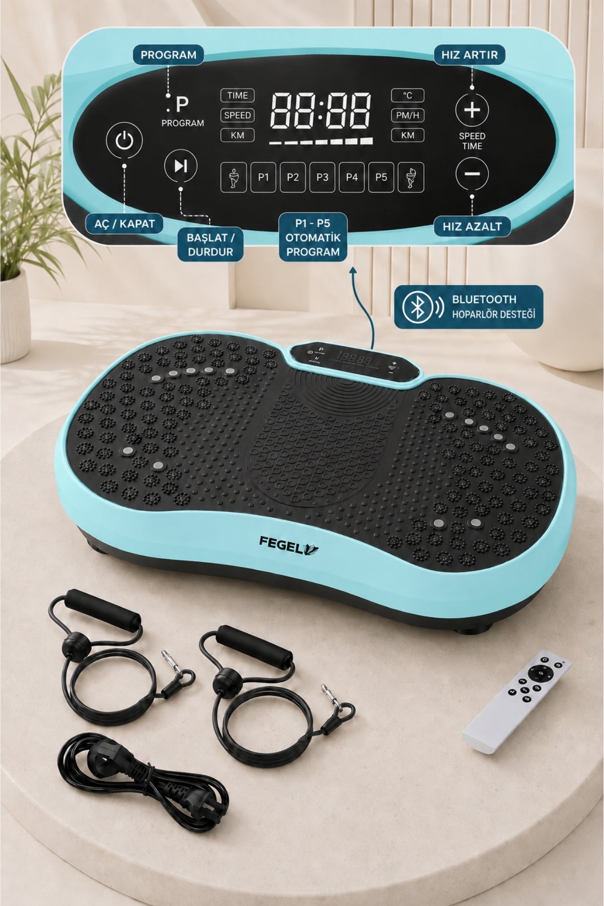 Titreşimli Fitness Platformu | 99 Hız Seviyesi & Hoparlörlü Egzersiz Aleti / FG-6500