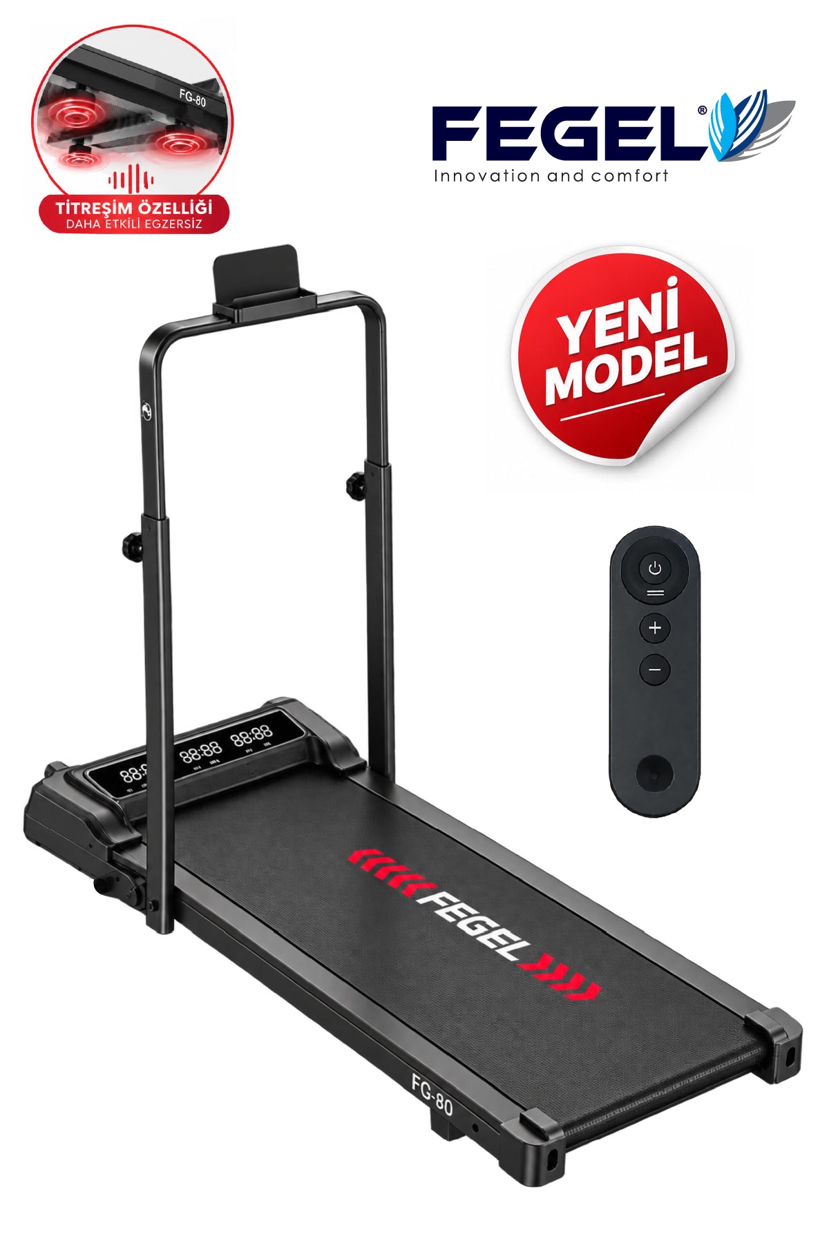 FG-80 Kurulum Gerektirmeyen 2 HP Fırçasız Motorlu 3 Kademe Eğimli Bluetooth FitShow Destekli Katlanabilir Yürüyüş ve Koşu Bandı | 10 km/s, 110 kg