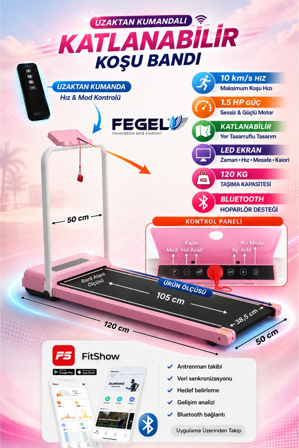 Katlanabilir Koşu & Yürüyüş Bandı / FG-07 – Fegel - Innovation & Comfort
