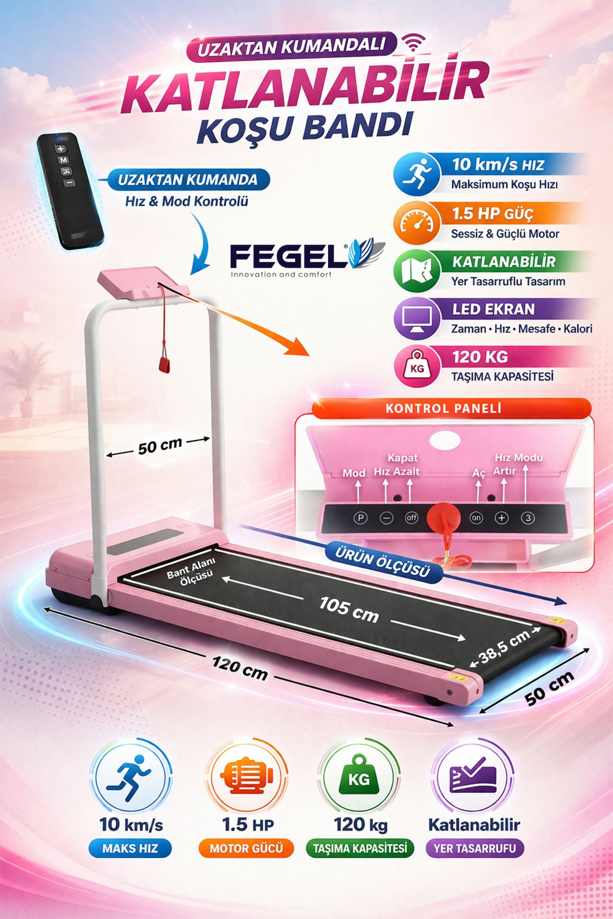 Katlanabilir Koşu & Yürüyüş Bandı / FG-07 – Fegel - Innovation & Comfort