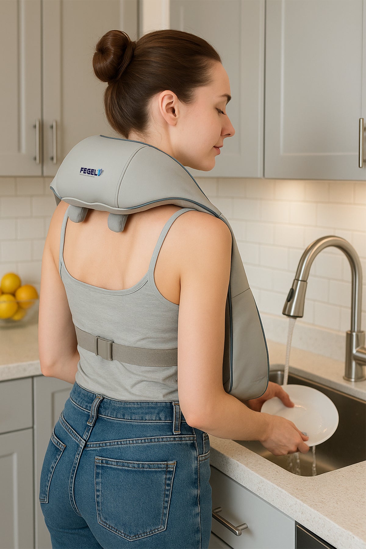 3D Ovmalı Isıtmalı Boyun Askılı Masaj Yastığı / FG-687