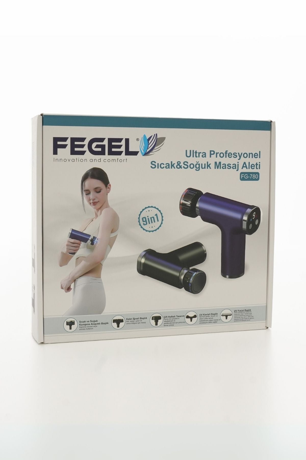 Ultra Profesyonel Sporcu Sıcak & Soğuk Masaj Tabancası - 9 Başlıklı / FG-780