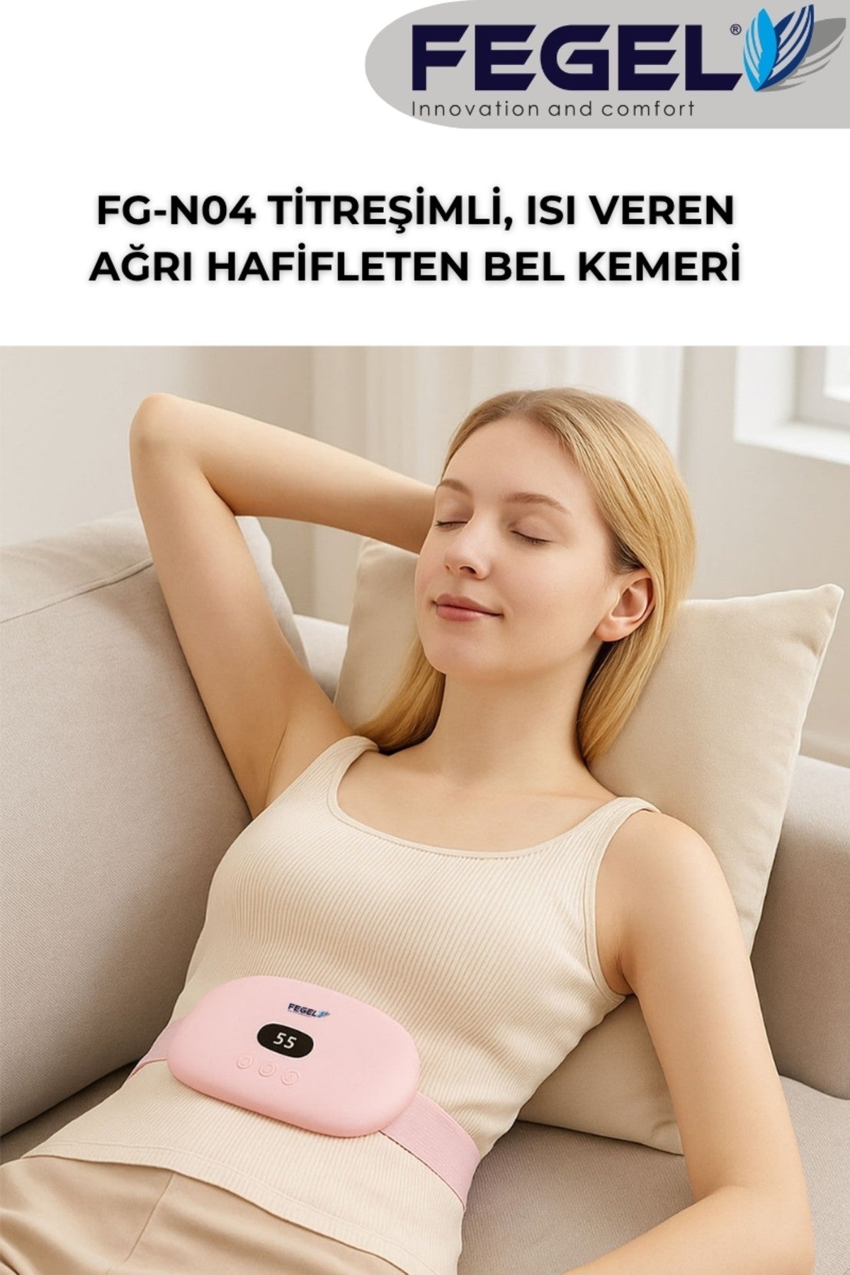 FG-N04 Titreşim, Isı Veren Şarjlı Özel Gün Kemeri – Regl, Karın ve Bel Ağrı Hafifleten Masaj Cihazı