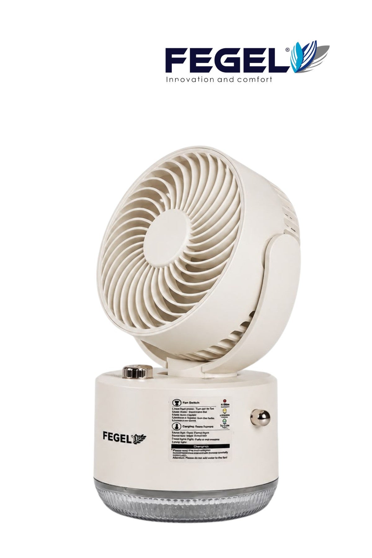 Fegel FG-03 Buharlı Nemlendirmeli Masaüstü Şarjlı Fan - Bej 2